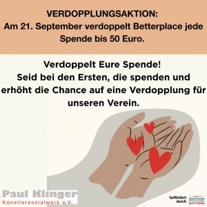 Spenden verdoppelt auf Betterplace für das Künstlersozialwerk