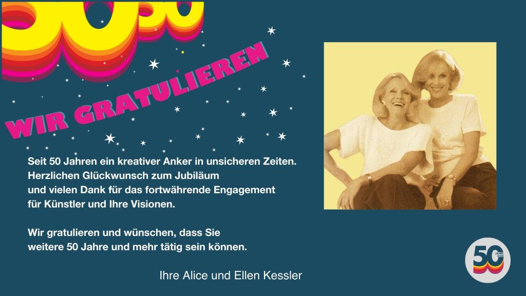 Grußwort von Alice und Ellen Kessler anlässlich des 50jährigen Jubiläums des Künstlersozialwerks