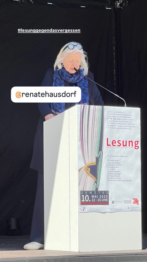 Lesung gegen das Vergessen Renate Hausdorf Künstlersozialwerk