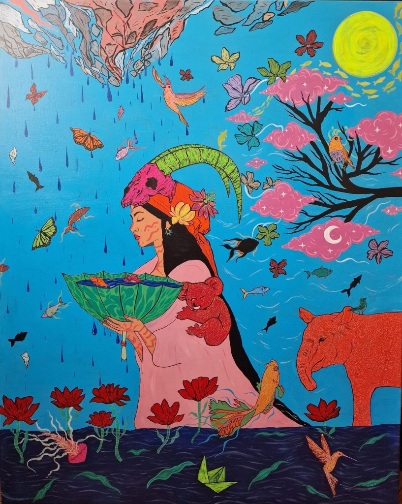 Catherine Aponte, La Que Sostiene, 2026, Acryl auf Leinwand, Ausstellung Die Kraft der Frauen Berlin