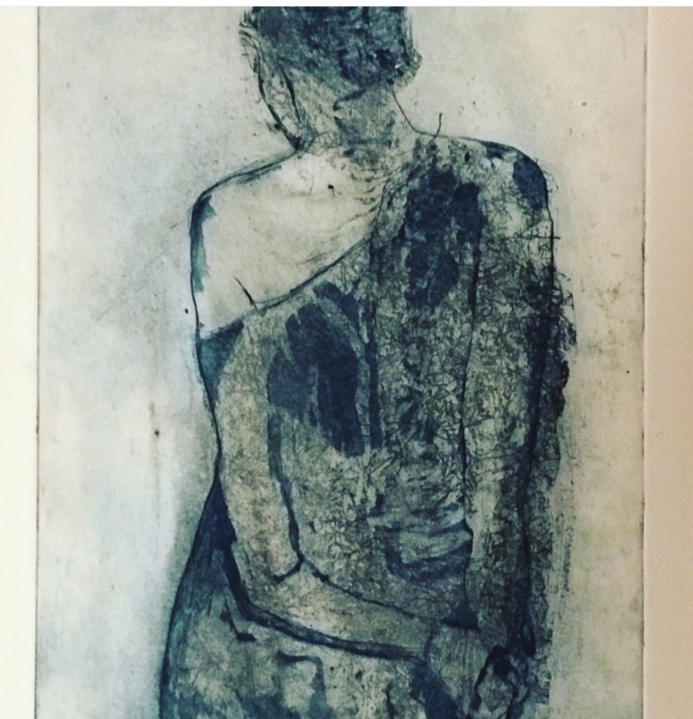 Sylvia Muth, Me, 2021, Kaltnadelradierung, Ausstellung Die Kraft der Frauen Berlin